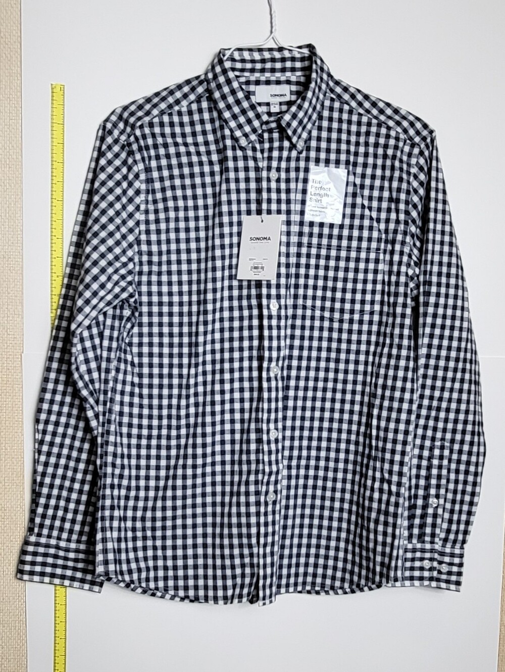 NEW Sonoma Men's Blue/White Gingham Button-Down Shirt Long Sleeve M